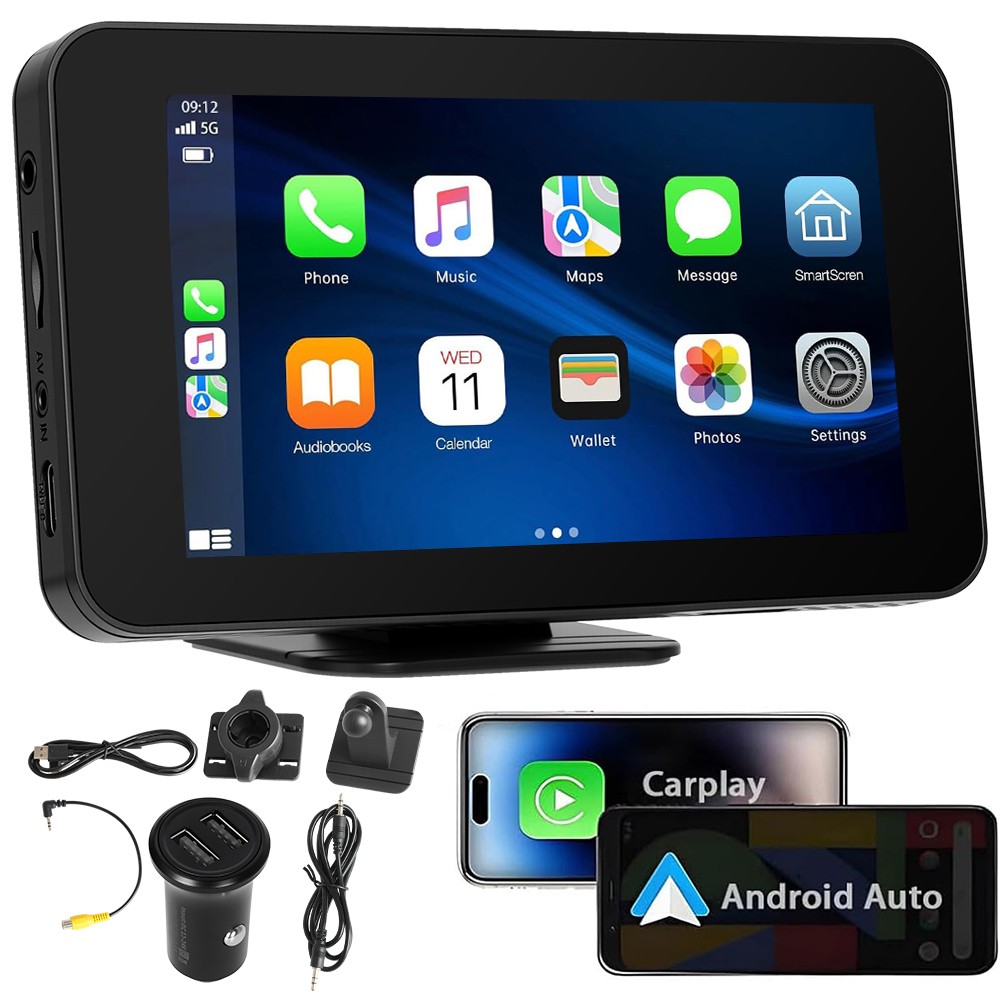 4.7″ Touch Screen BT Wireless Apple Carplay Android Auto Car Stereo Portable