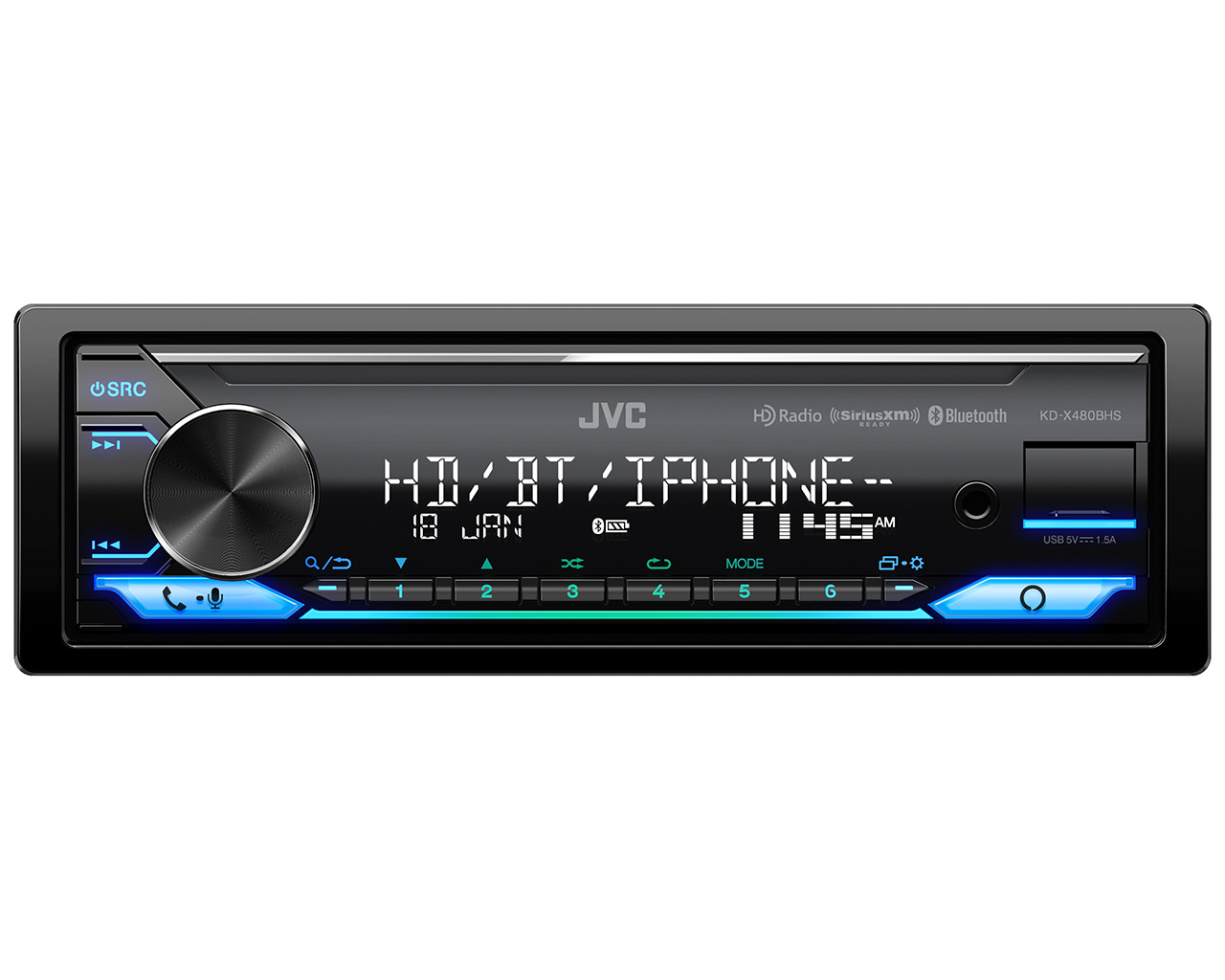 JVC KD-X480BHS Digital Media Receiver Single-DIN Built-in Amazon Alexa/Bluetooth