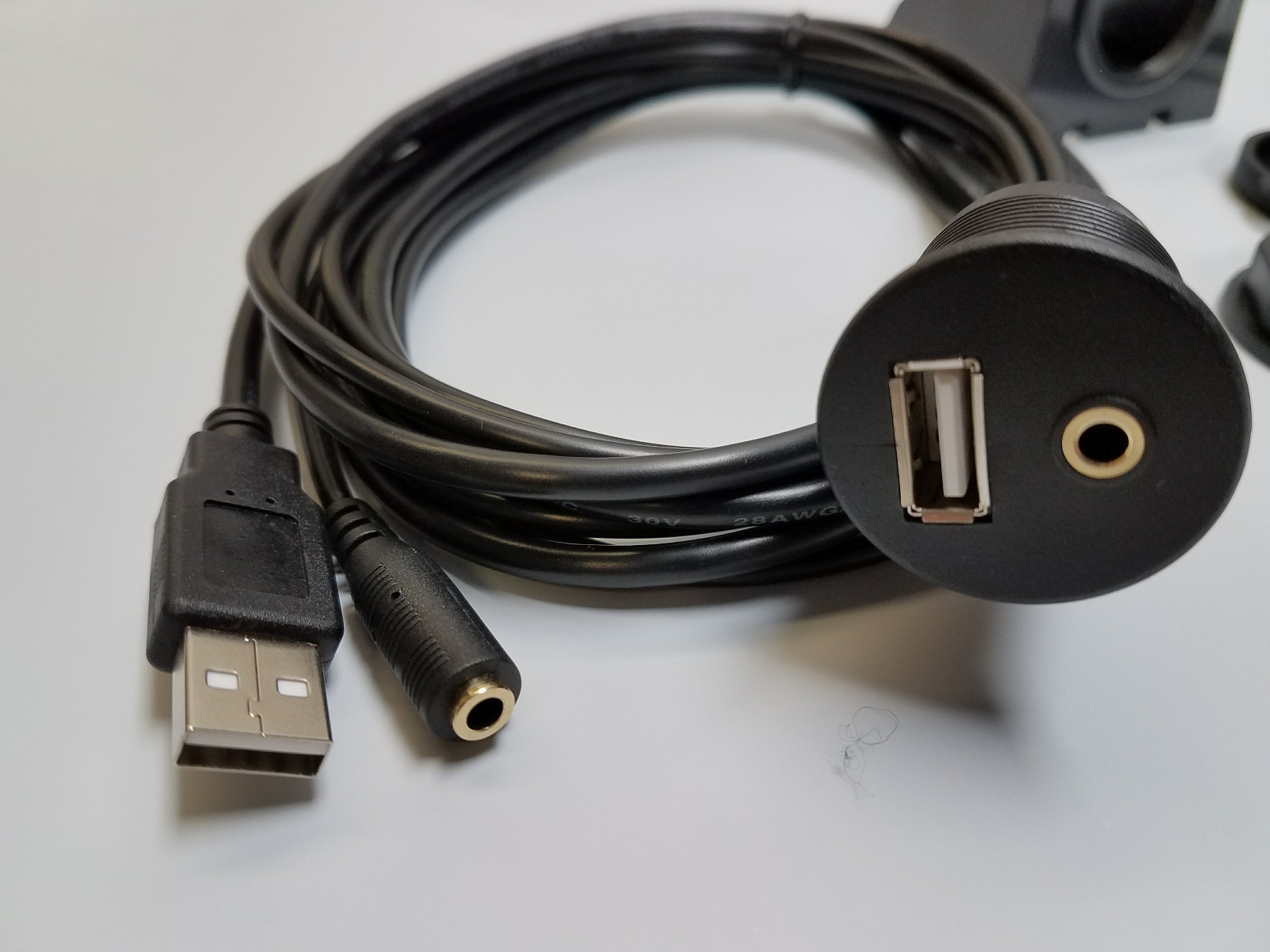 GROM USB AUX Female 3.5mm Extension Cable w/two dash mounting options #C-FM35USB
