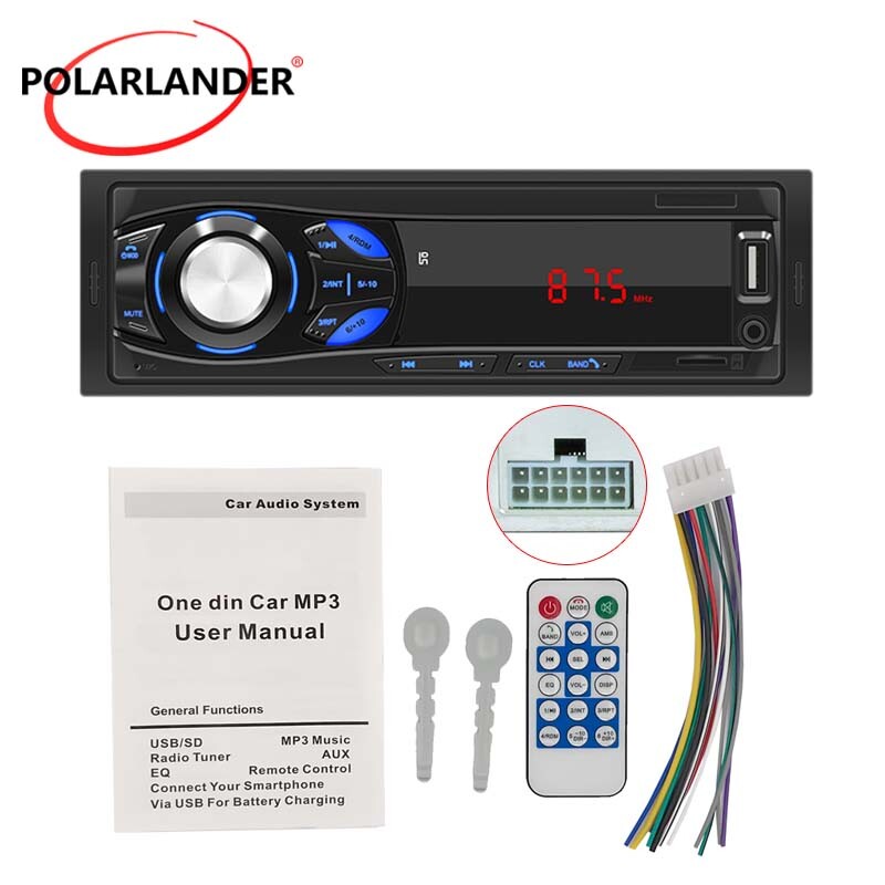 Single 1 Din Car MP3 Bluetooth Player Radio FM Audio Digital USB/AUX/TF Charging