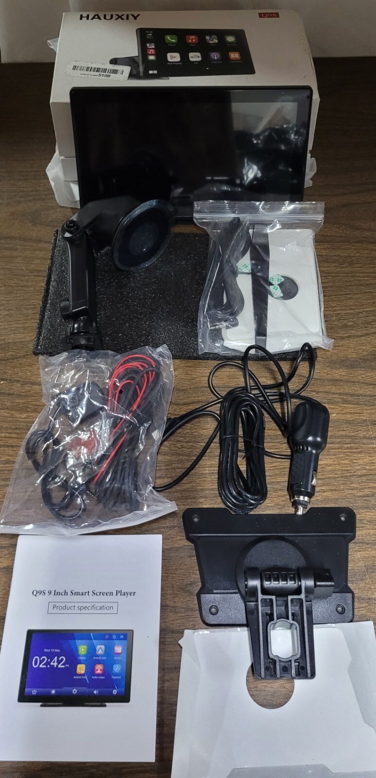 Wireless Carplay Touchscreen with 4K Dash Cam, 9″ Portable Apple Carplay