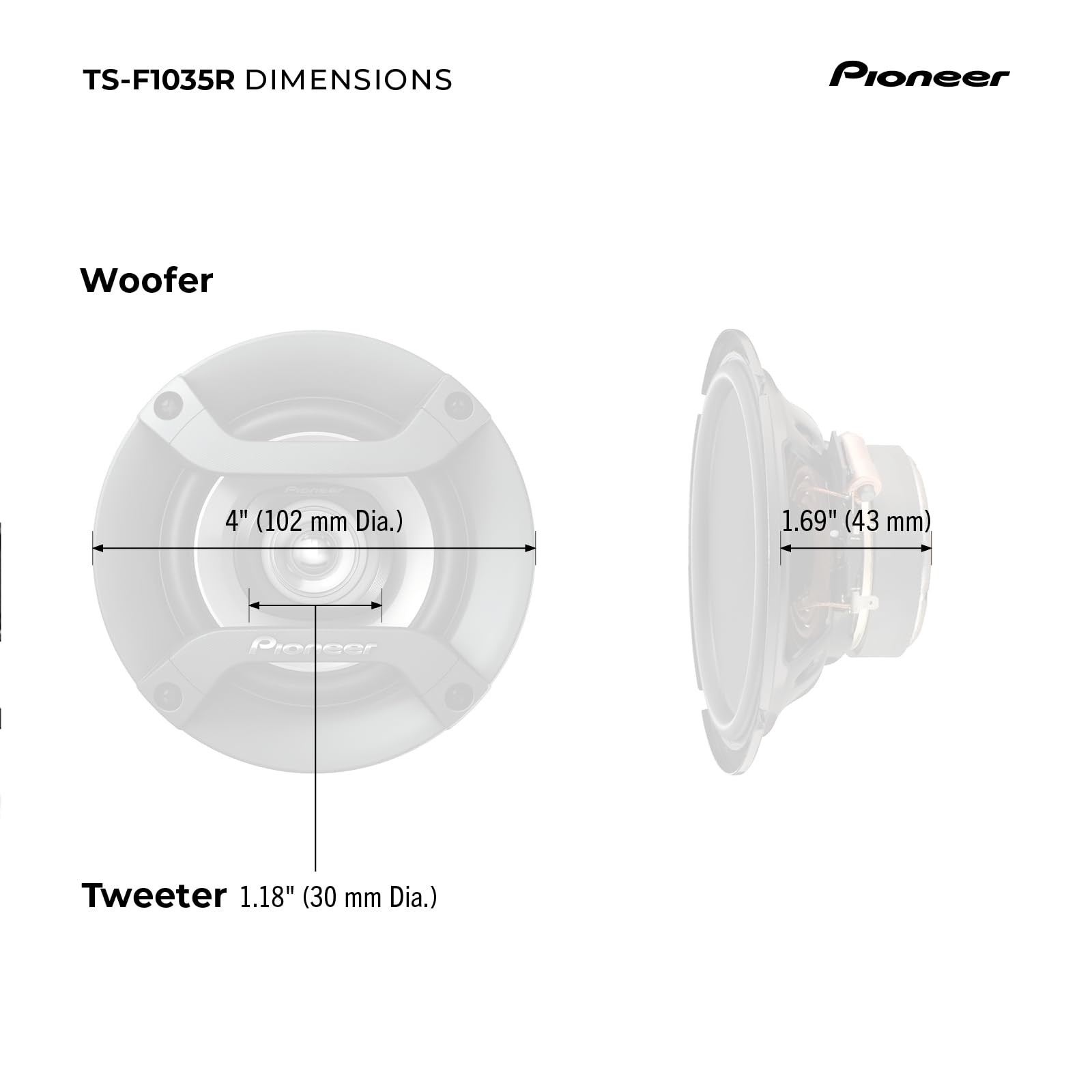 F-Series TS-F1035R 4” 2-Way Speakers (Pair) – 150W Max, Balanced Sound + Smoo…