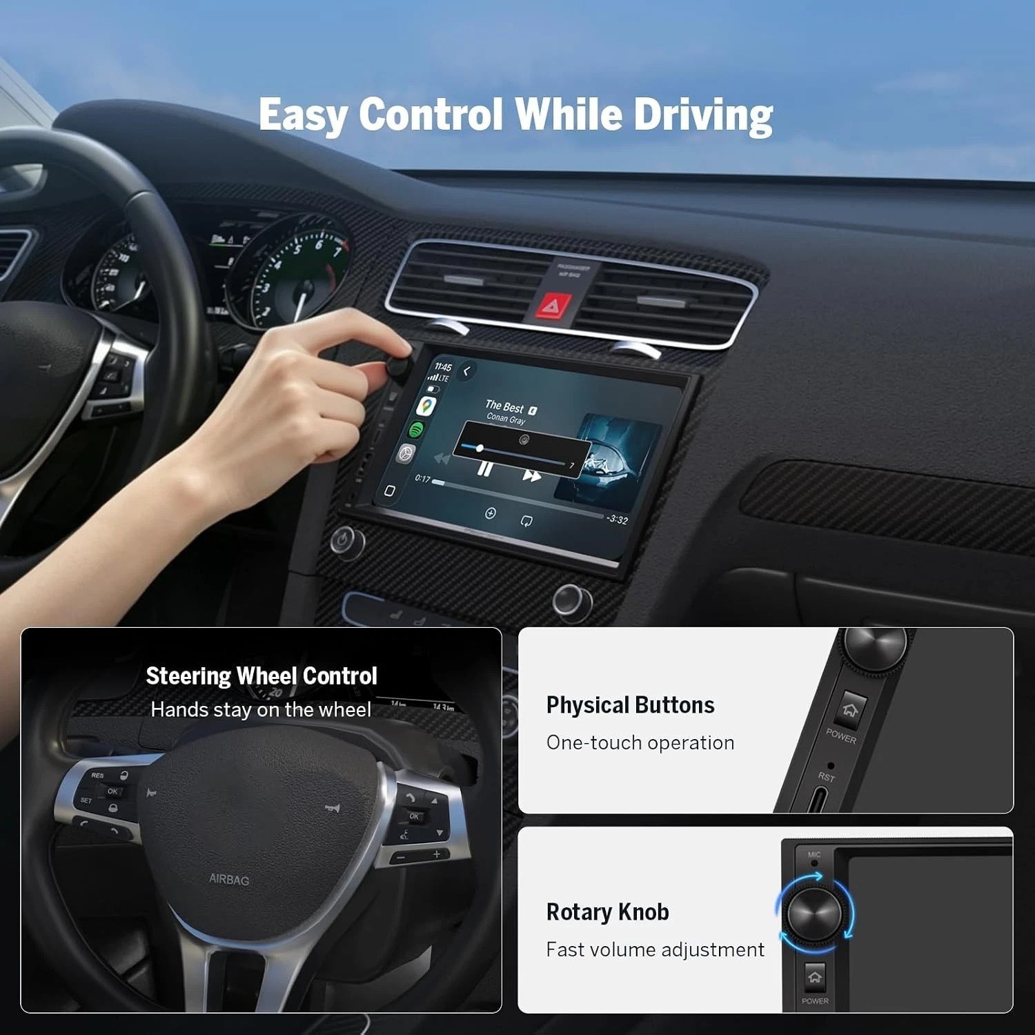 7-Inch X3 Double Din with Bluetooth, AHD Camera & MirrorLink for Smart Driving