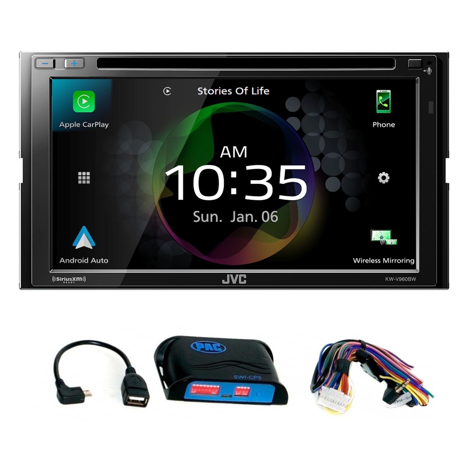 JVC KW-V960BW CarPlay Android Auto CD/DVD AV Receiver SWI-CP5 Steering Interface