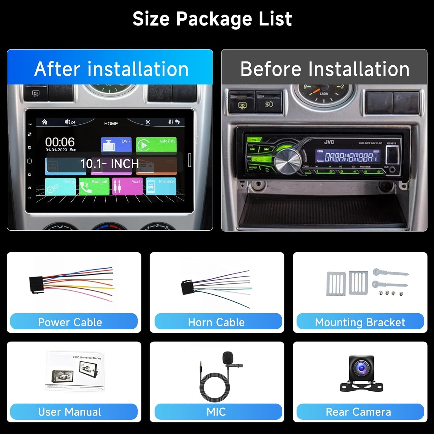 10.1 inch Single Din Car Stereo CarPlay Android Auto Mirror Link, Rimoody…