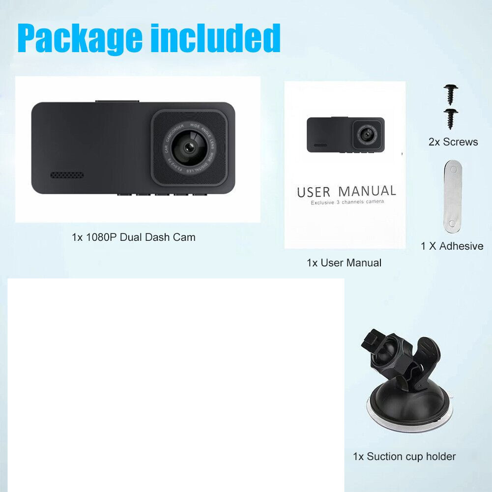 Car DVR Dual Lens Dash Cam Recorder WiFi G-Sensor Front Rear Camera Camcorder