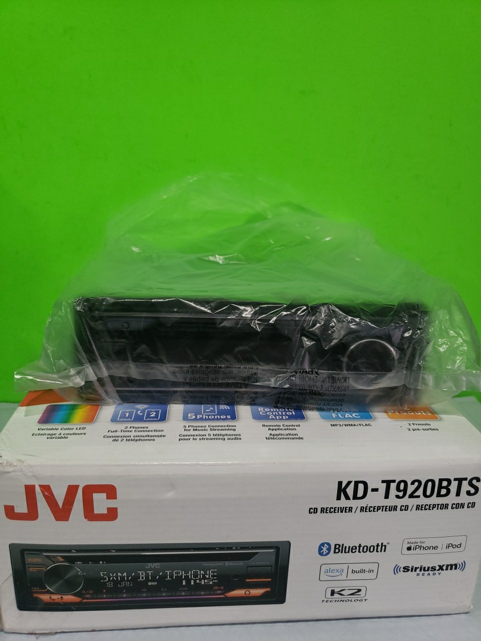 NIB JVC KD-T920BTS 1-DIN, AM/FM/CD Car Audio Receiver w/ Bluetooth USB Open Box