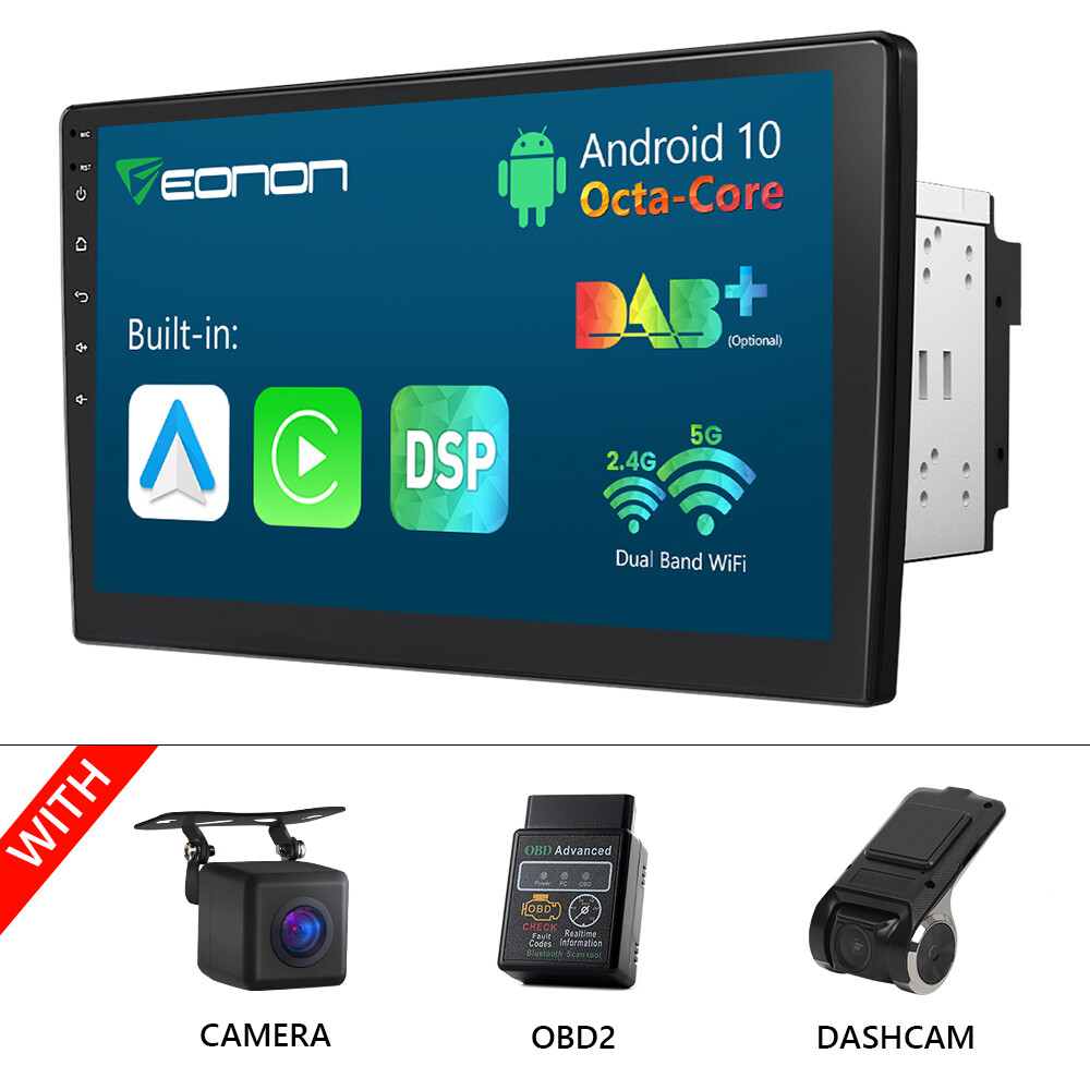CAM+DVR+OBD+Q03SE Android Auto 10″ IPS Double 2Din Octa Core Car Play Stereo GPS