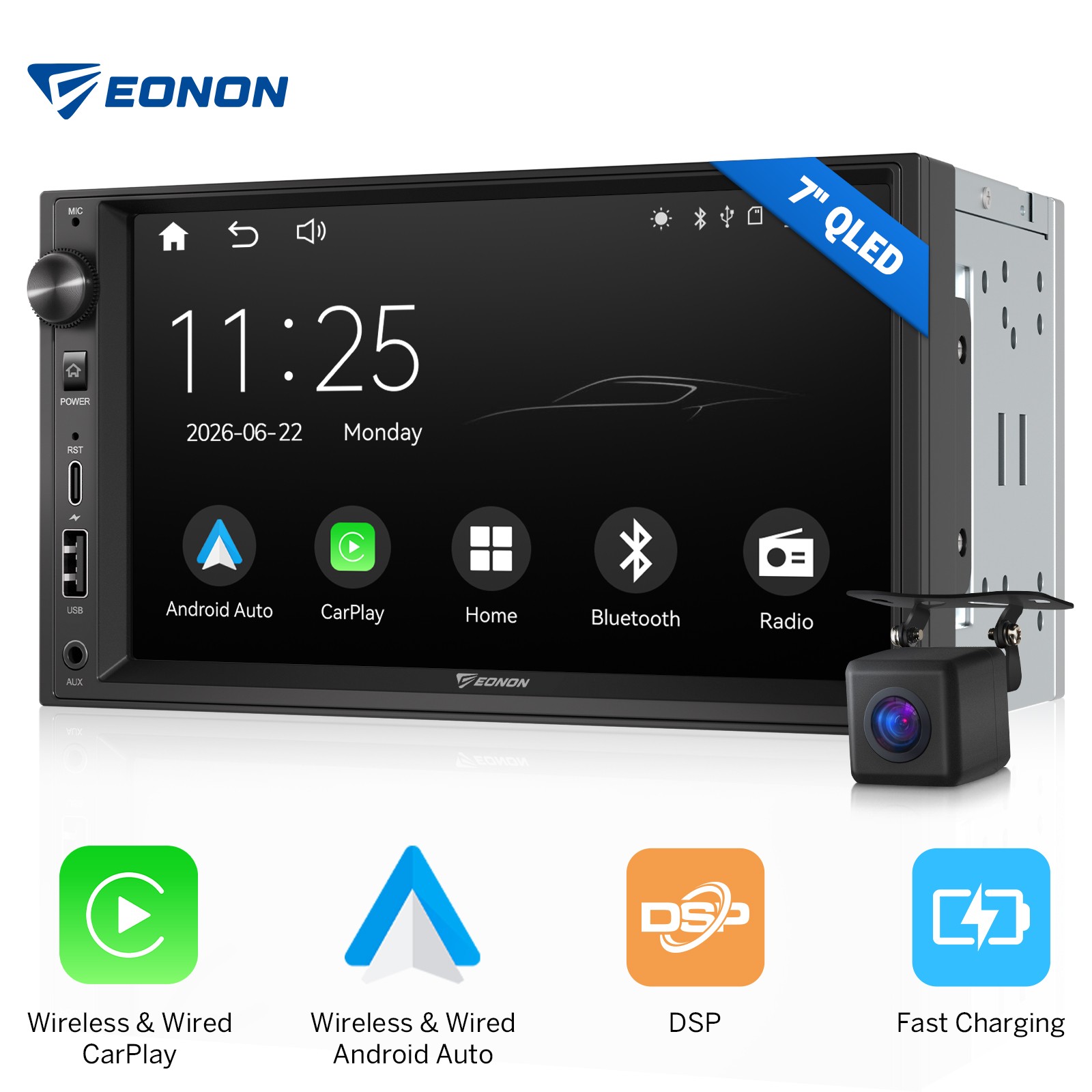 Eonon X3 Android Auto 7″ QLED Double 2 DIN Car Stereo Radio Wireless CarPlay DSP