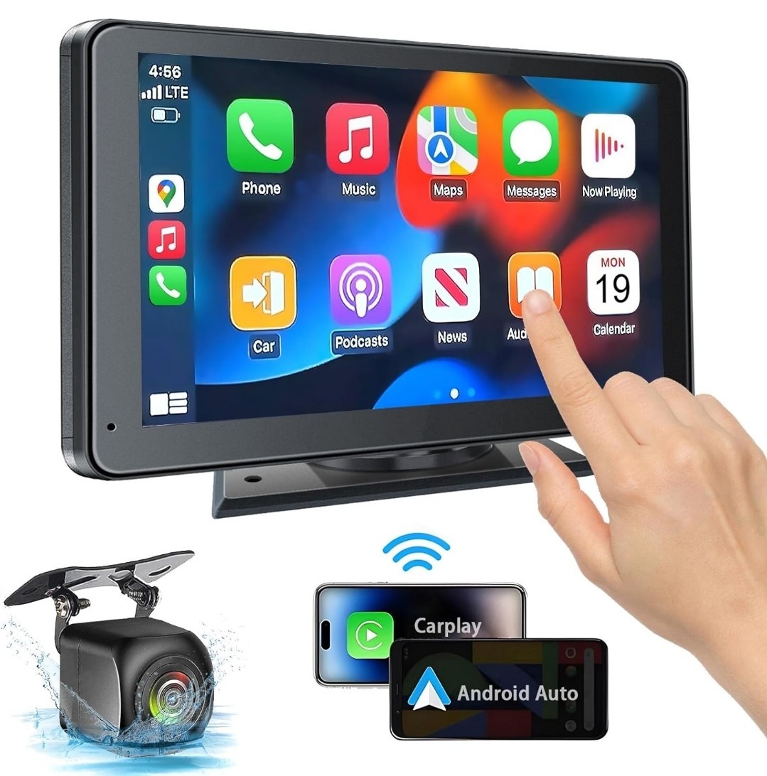 Portable Wireless Car Stereo 7″ Touchscreen Black CarPlay Android Camera NEW