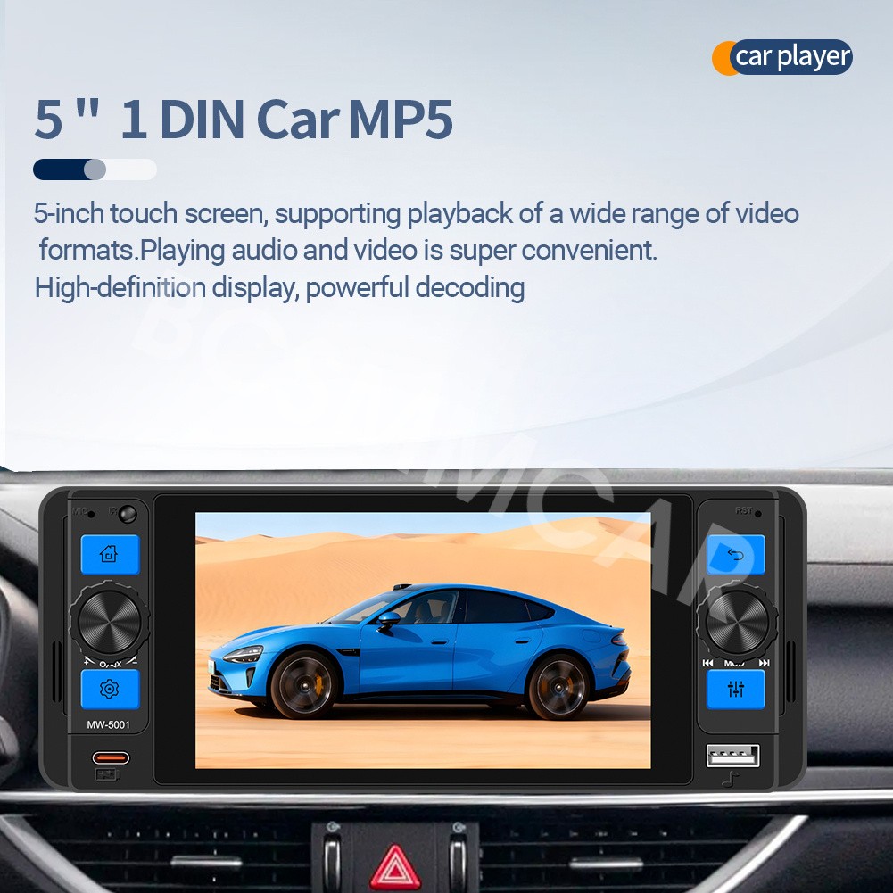 Car Stereo Radio Player HD Touch Screen Bluetooth Mirror Link Colorful Lighting
