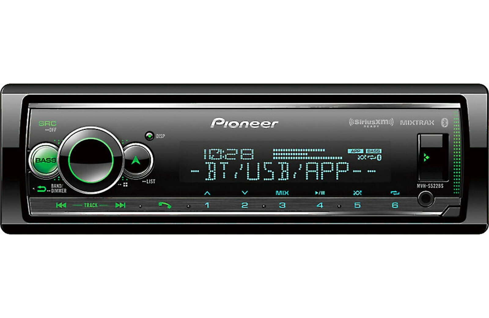 Pioneer MVH-S522BS Bluetooth Media Android iPhone AM FM XM Pandora Aux USB RCA 3