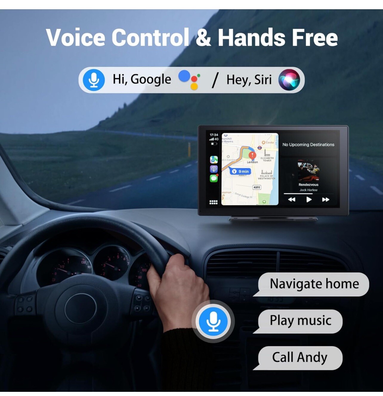 Wireless Carplay Touchscreen with 2.5K Dash Cam