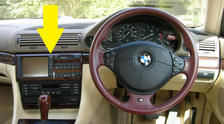 06/1996 to 12/2001 BMW E38 7 Series Sedan – In dash radio with screen & surround