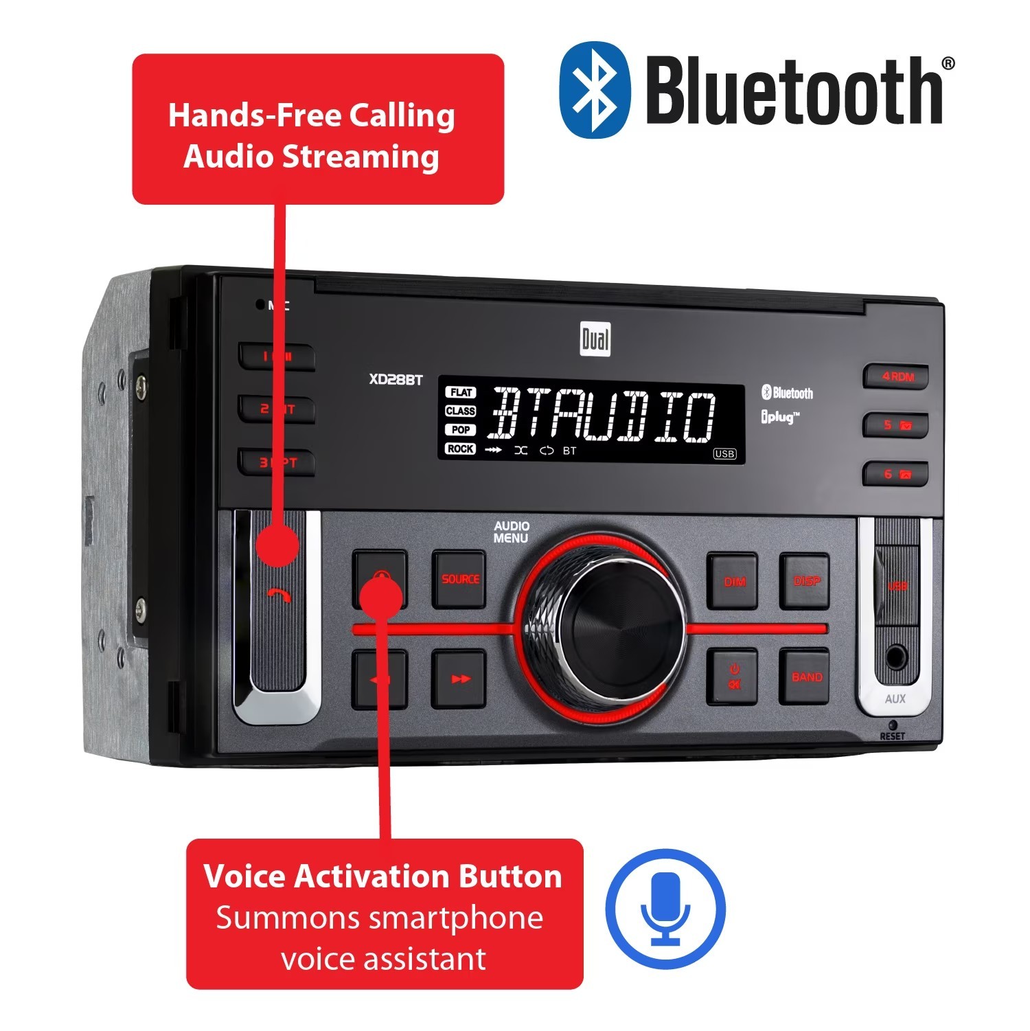 Car Stereo Head Unit Double DIN Bluetooth LCD USB Radio Receiver Hands Free