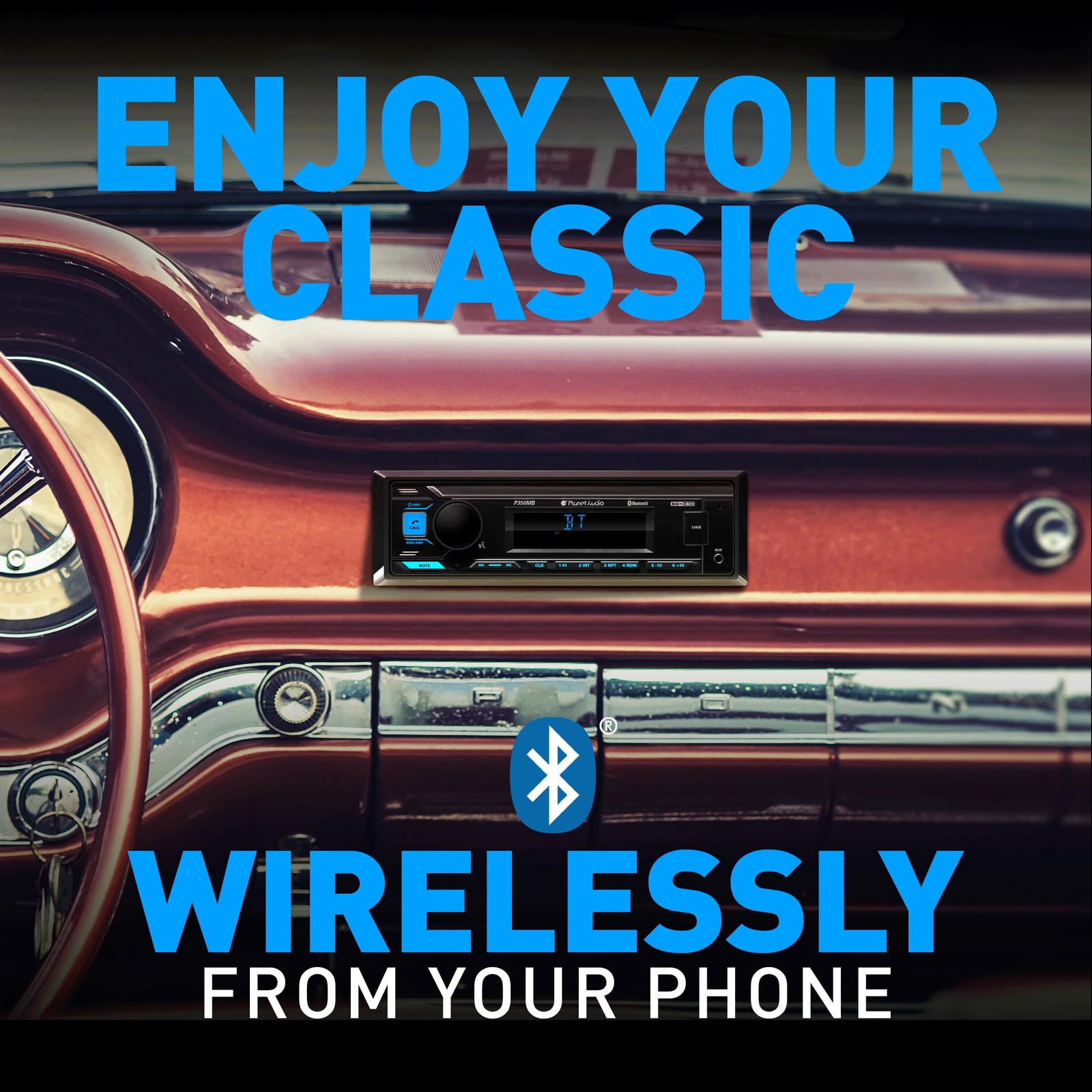 Planet Audio P350mb Single Din Car Stereo Bluetooth Usb Aux Mp3 Receiver