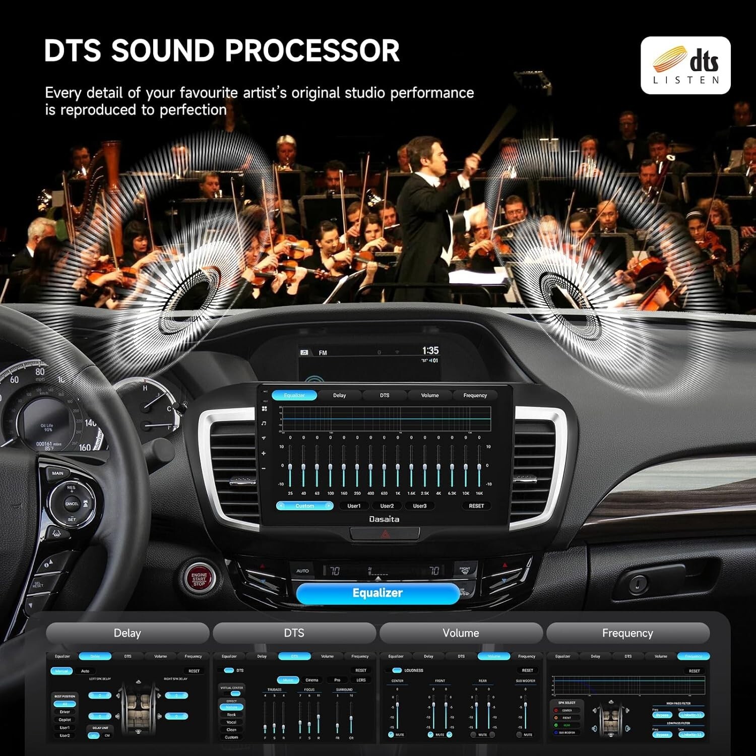 Dasaita 10.2” Android 13 Car radio for Honda Accord 2013-17 Carplay Navigation