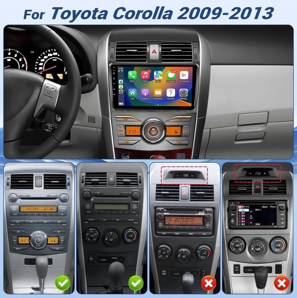 Carplay Car Radio Stereo Carplay For 2009-2013 Toyota Corolla Radio GPS Camera