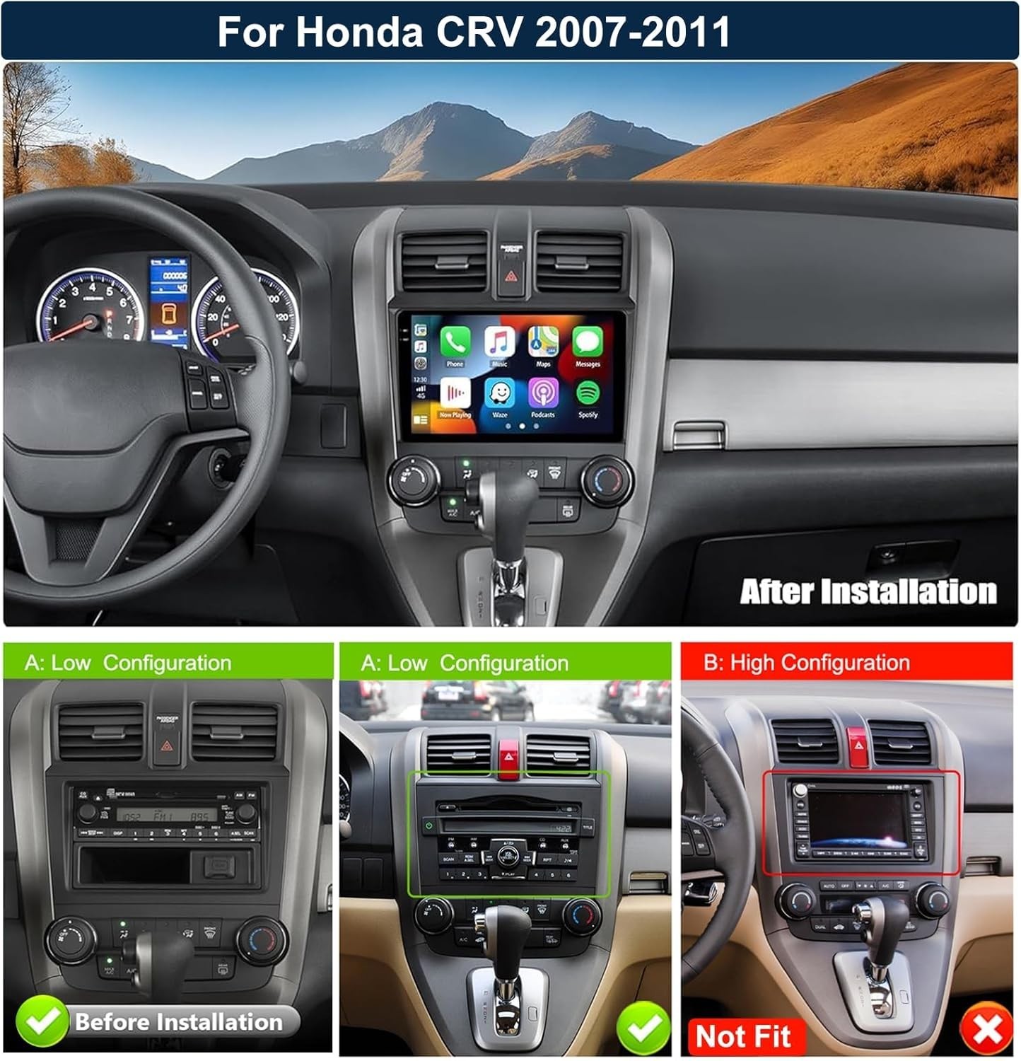Honda CRV 2007-2011 Android Car Stereo 9in Wireless CarPlay Android Auto GPS