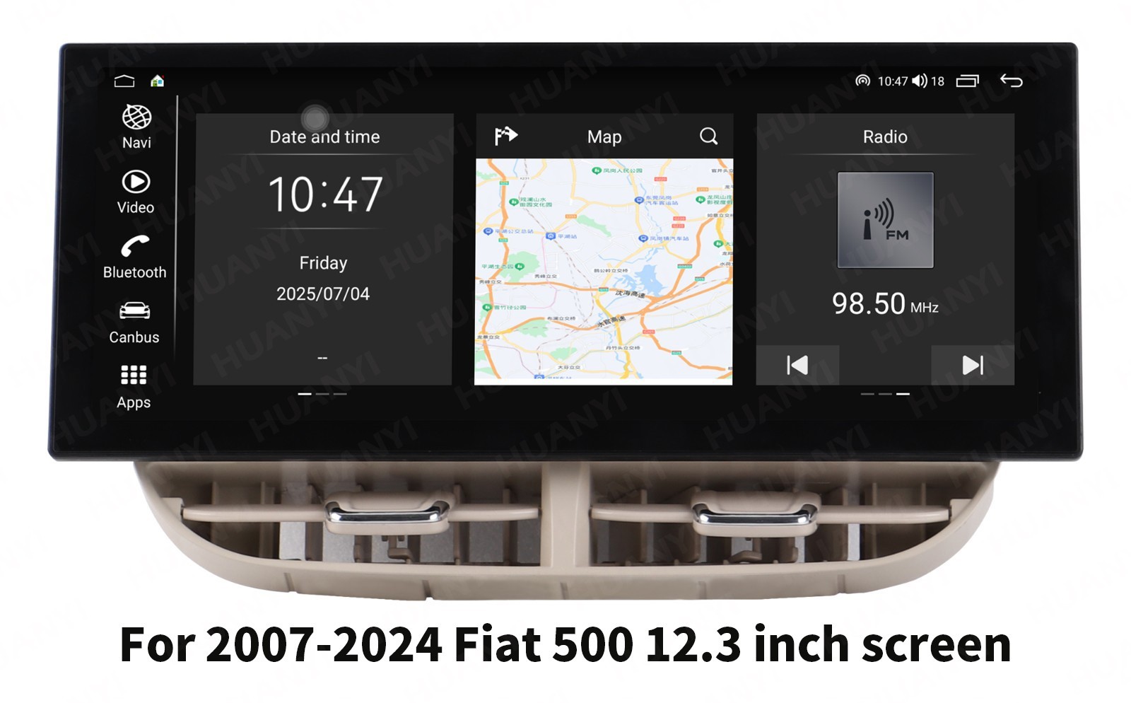 12.3 inch For Fiat 500 2007-2024 Android Car Radio Update Apple Carplay GPS Navi