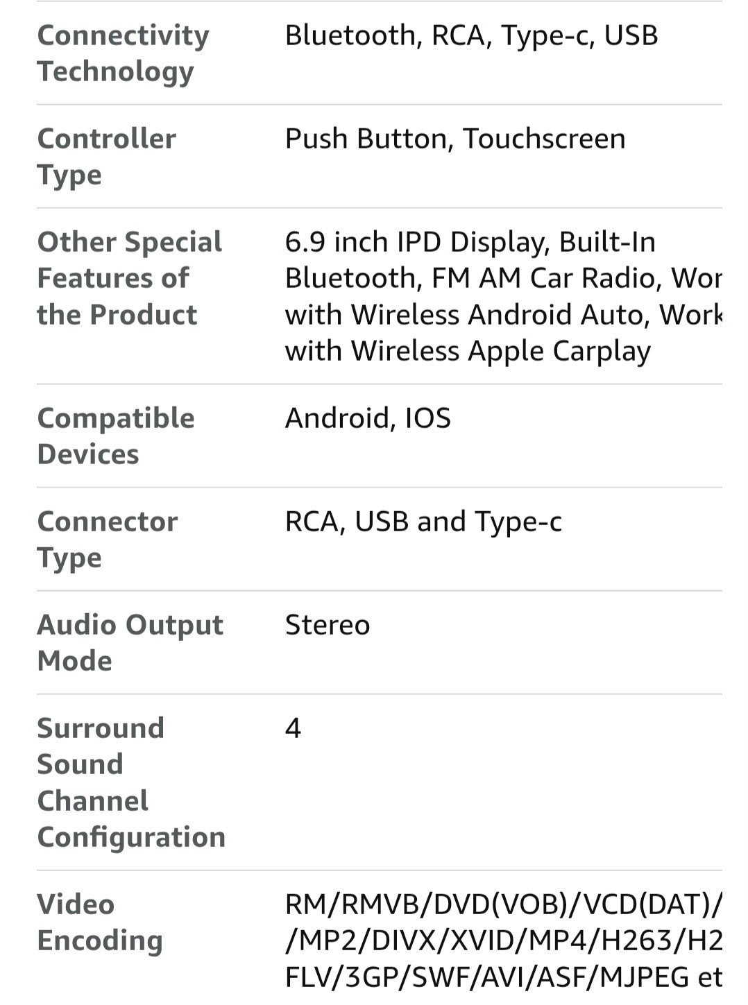 Single Din Car Radio Compatible with Wireless Apple CarPlay,6.9”Car StereoIPS