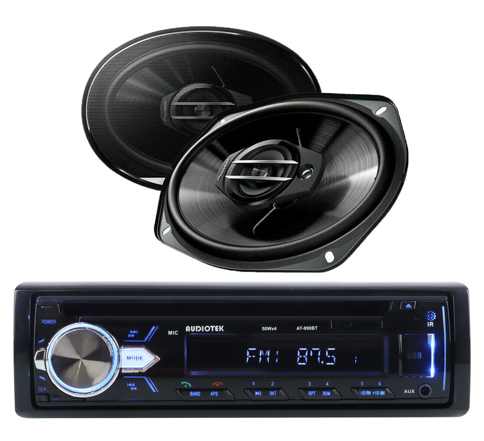 Audiotek AT-990BT CD Receiver + 2x Pioneer TS-G6930F 6×9″ 3-Way 400W Speakers
