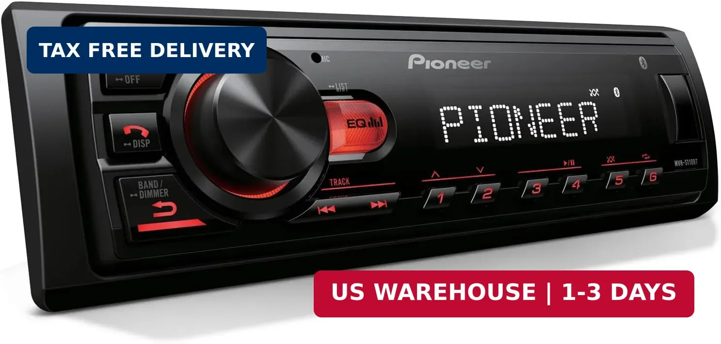 Pioneer MVH-S110BT 1-Din Digital Media Receiver Car Stereo – Bluetooth, USB Inpu