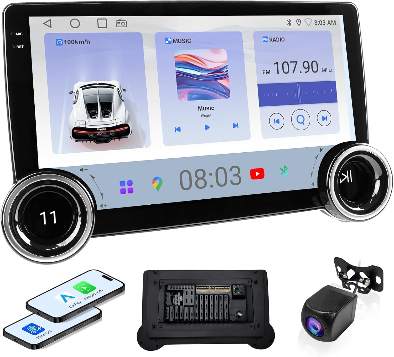 Haudio 10.1″ Wireless Carplay & Android Auto Car Stereo – 2GB RAM 64GB ROM, DSP