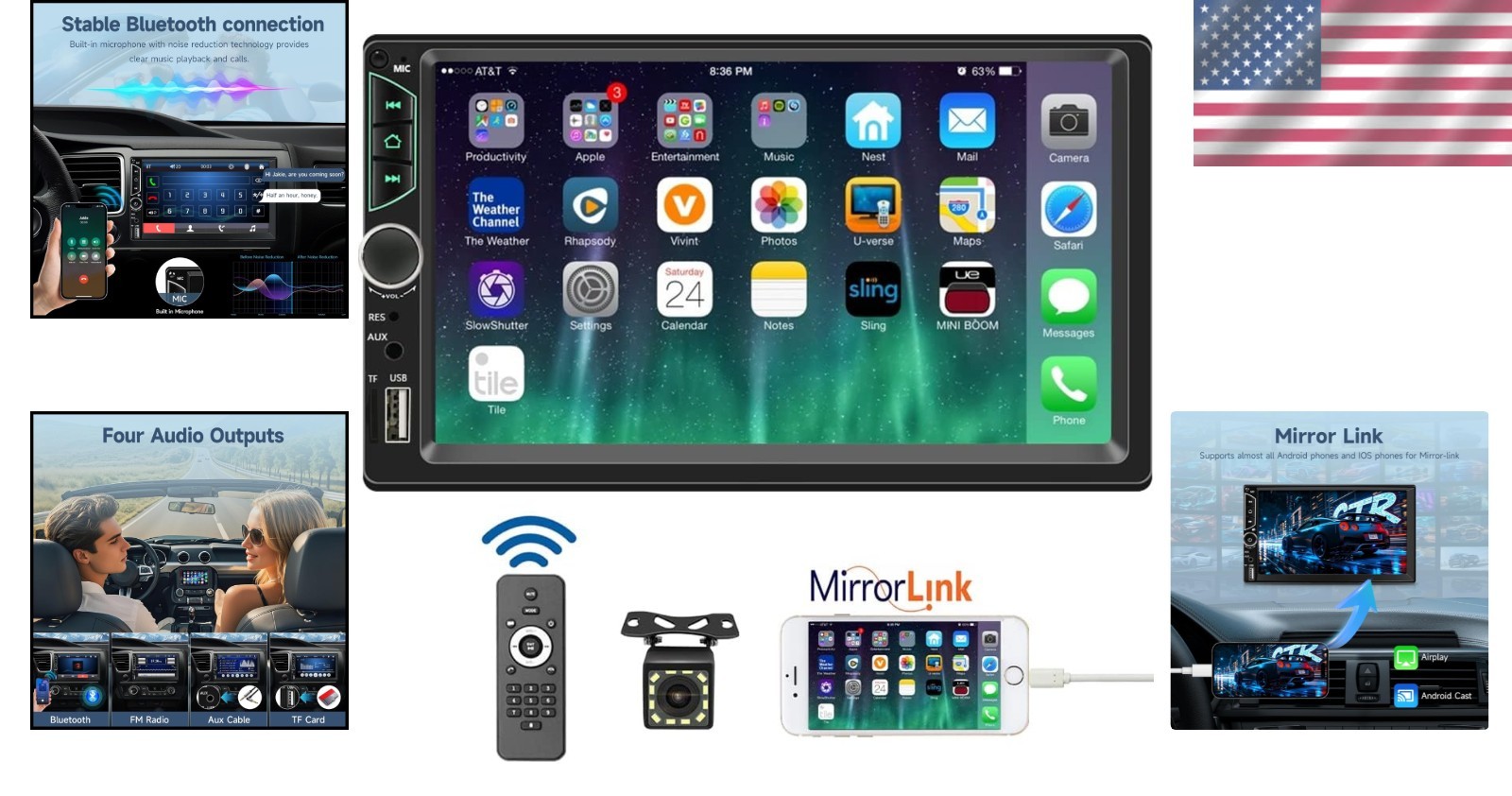 7″ Double Din Car Stereo with Backup Camera & Bluetooth 5.0 – Audio Solution
