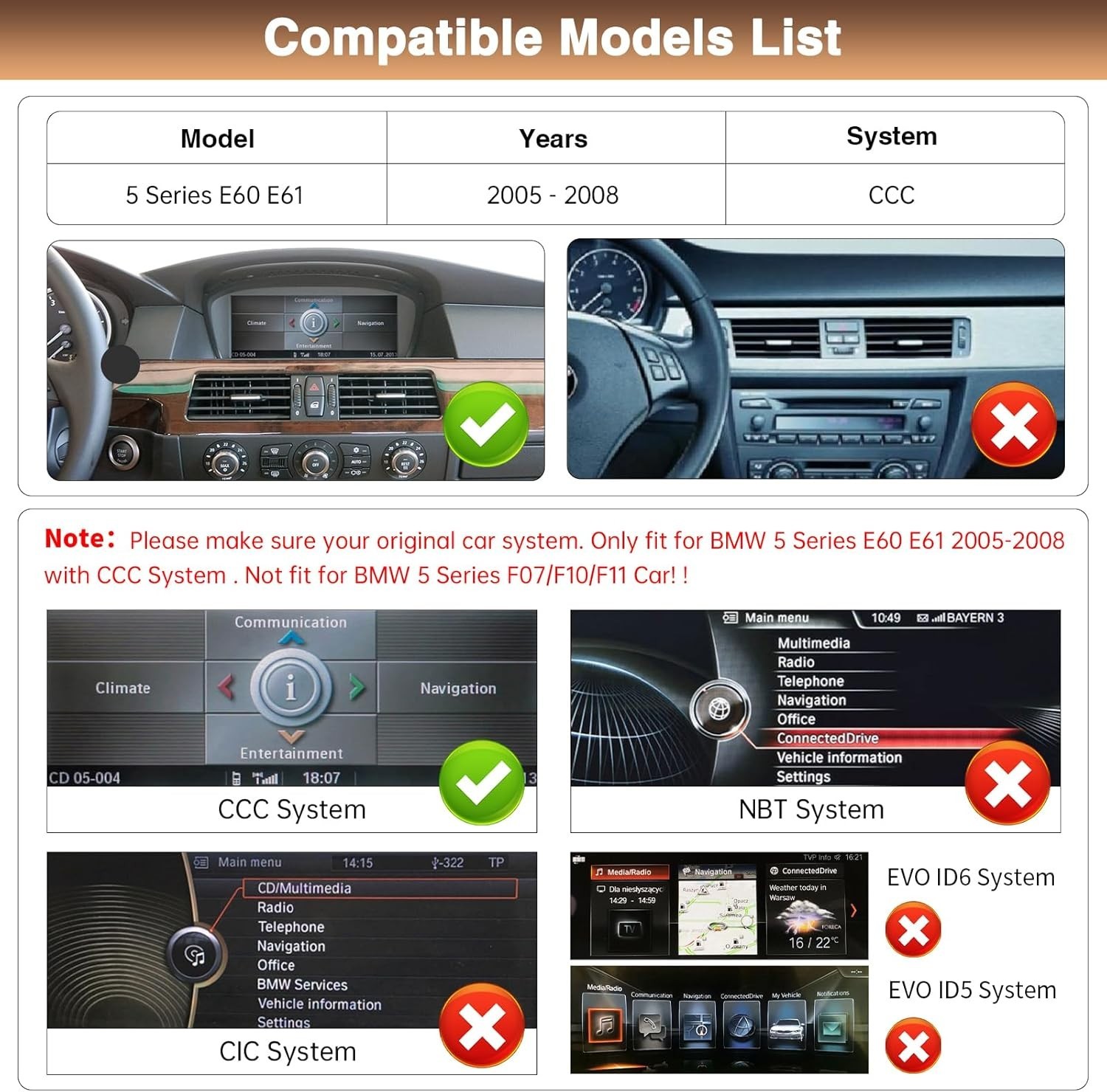 Double Din Car Stereo for BMW 5 Series E60 E61 2005-2008 with System 8.8 Inc4300