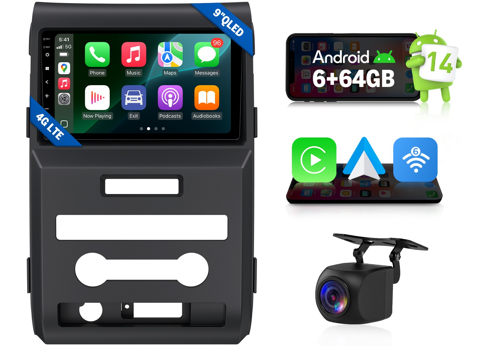 FDF1X7S For Ford F-150 9″Android 14 QLED Car Radio HeadUnit Apple CarPlay 4G LTE