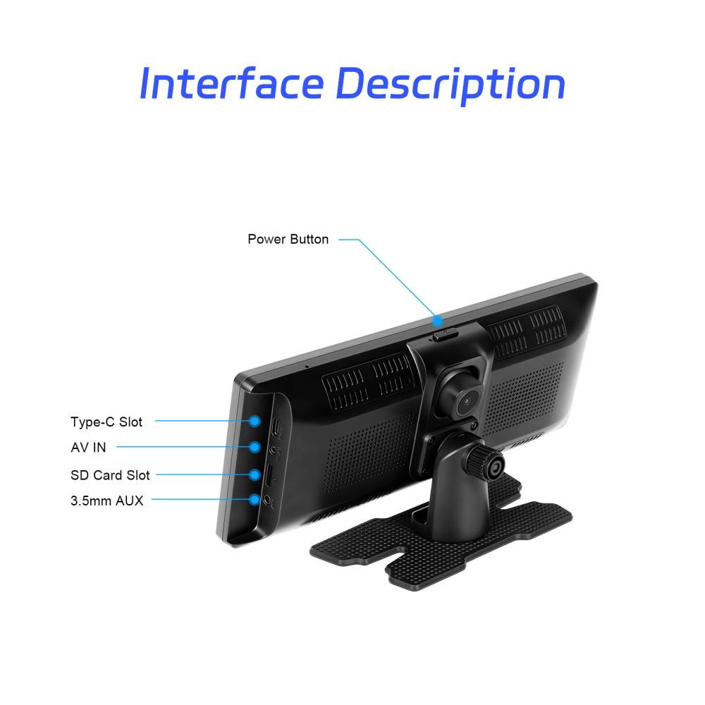 10.26″ Wireless Carplay Multimedia Smart Screen Player Android 15 Navi GPS CAM