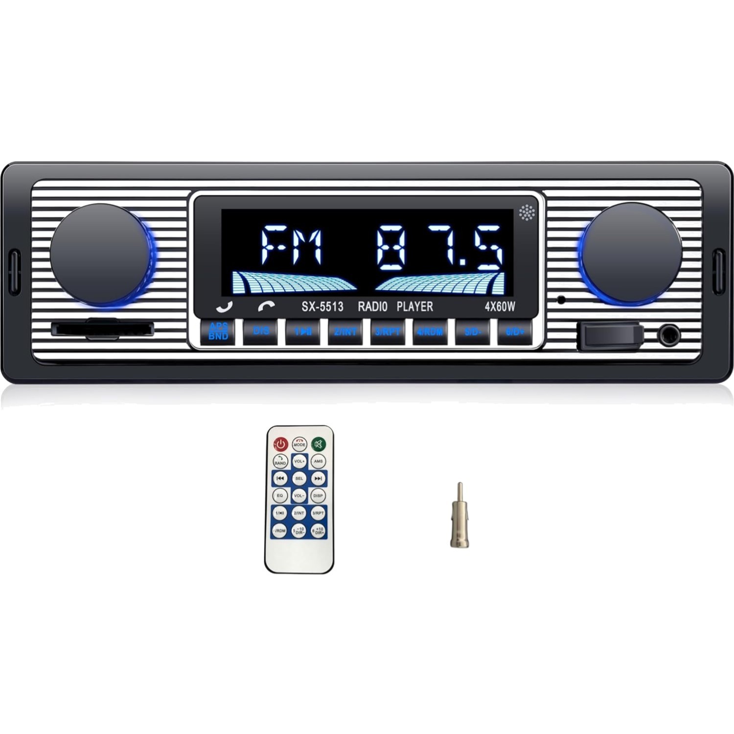 Universal Single Din Car Stereo with Fast Charging USB & Multicolor Display