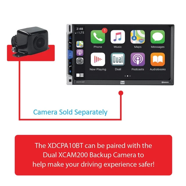 Dual Electronics XDCPA10BT 7 inch Double DIN Car Stereo Apple CarPlay & Android™