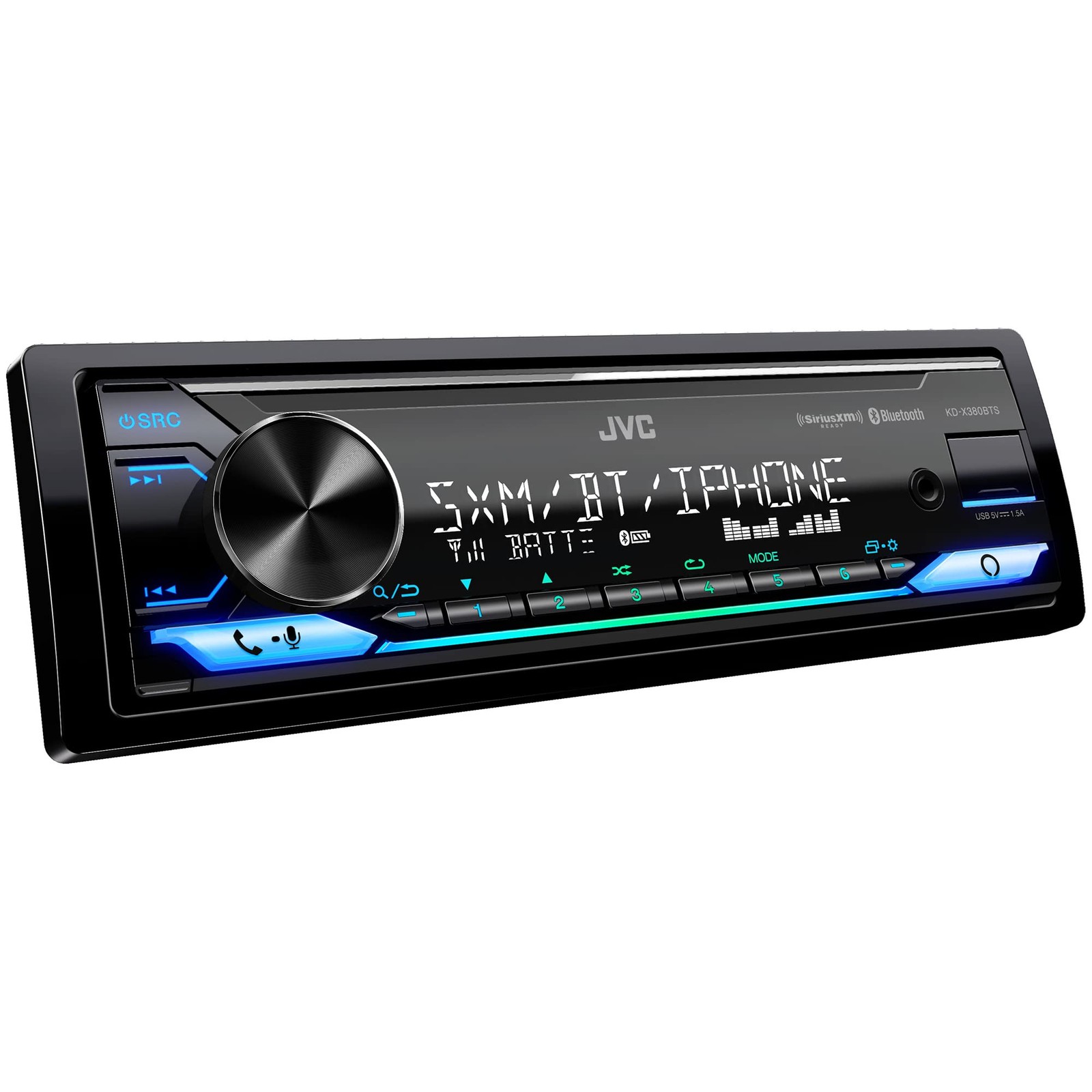 JVC KD-X380BTS 1-Din Car Stereo Receiver Bluetooth/USB/XM Ready/Alexa/13-Band EQ
