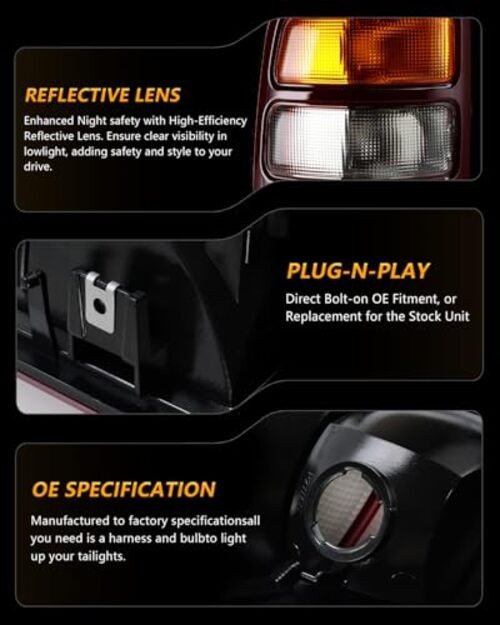 Rear Brake Tail Lights Compatible With 2000-2006 Chevy Tahoe Suburban Red Edge