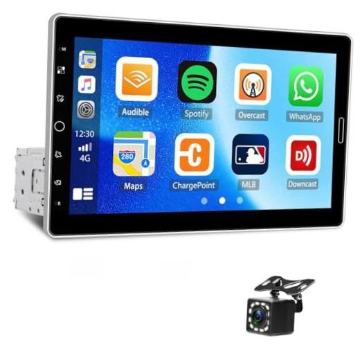 Single Din Car Stereo with Wireless Carplay Android Auto 10.1 Inch IPS P2