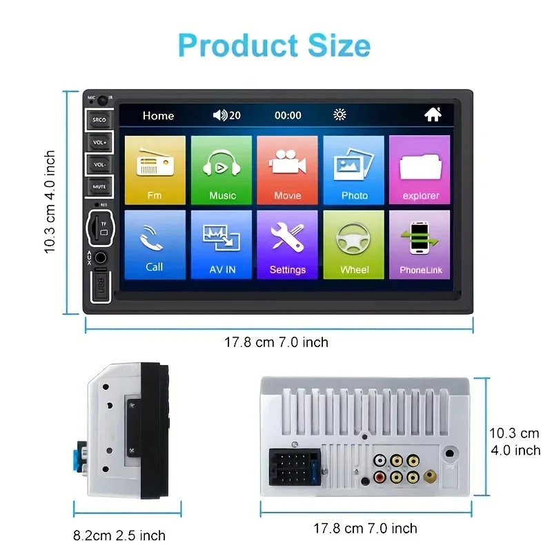 7” Car Stereo Radio B-T Hands Free Calling 2DIN MP5 Player Screen mirror link: