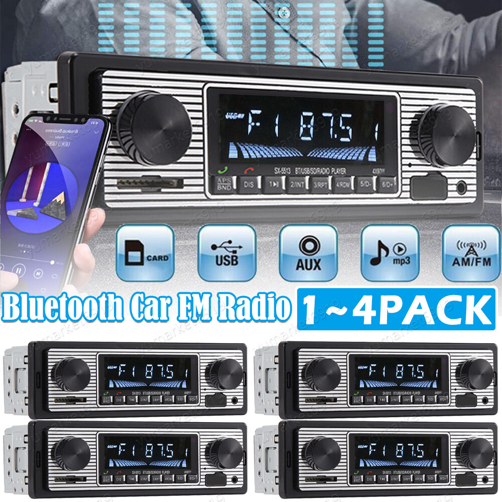 Car FM Radio MP3 Player Bluetooth Vintage USB Classic Stereo Audio Receiver AUX