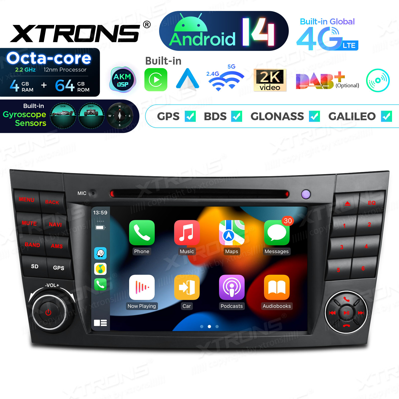 Android 13 64G QLED Car DVD Player GPS Stereo Radio For Mercedes Benz W211 W219