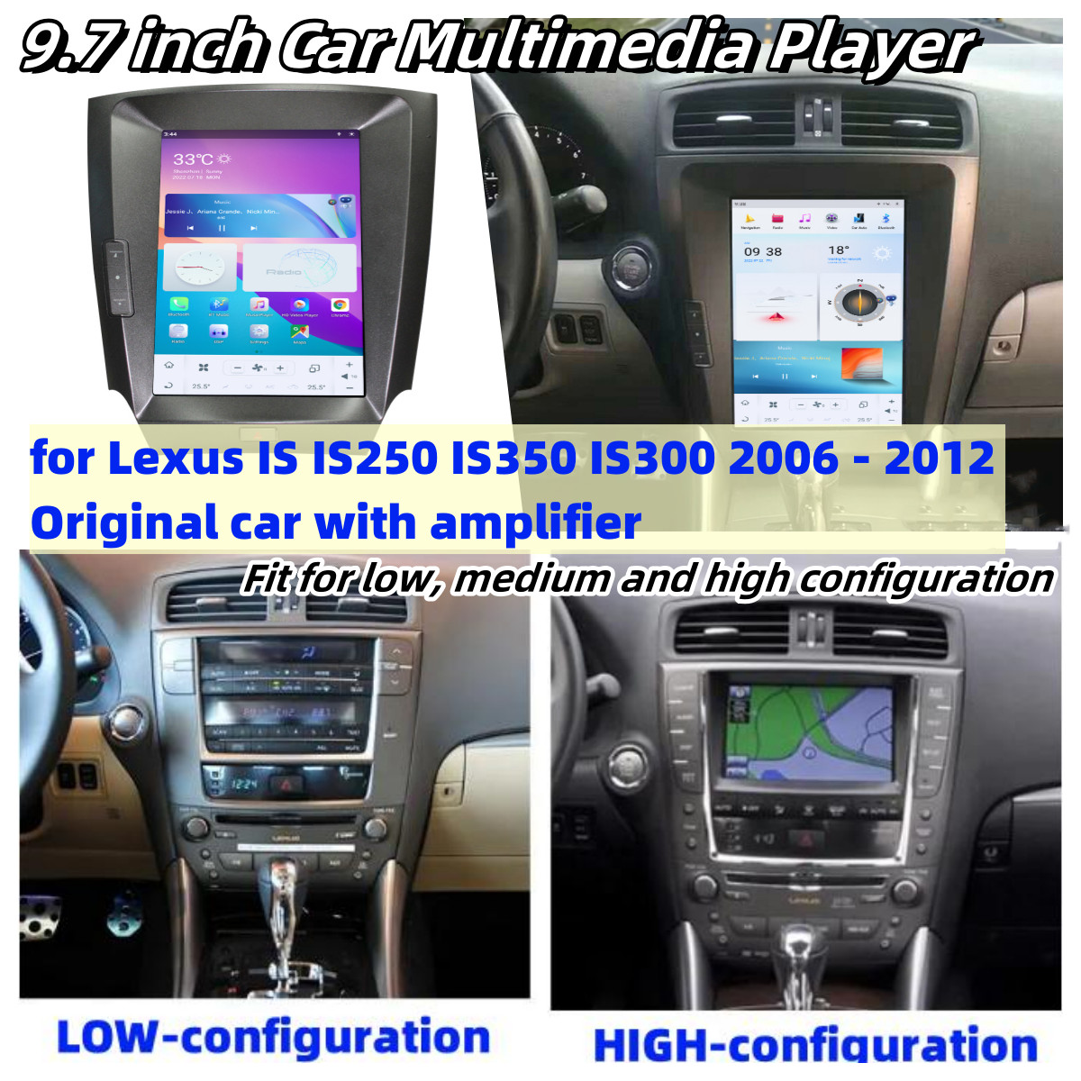 9.7″Car Video Player for LEXUS IS250 IS300 IS350 2006-2012 GPS WiFi BT Music DSP