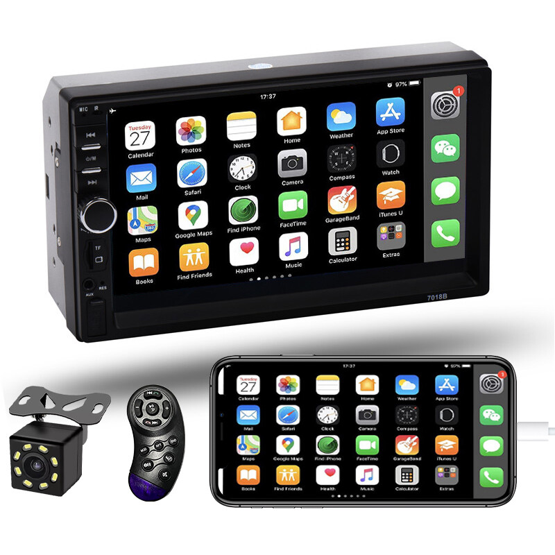 AUX Car MP5 Player 7″ Double 2DIN B-T Touch Screen Stereo Radio USB Camera USB~