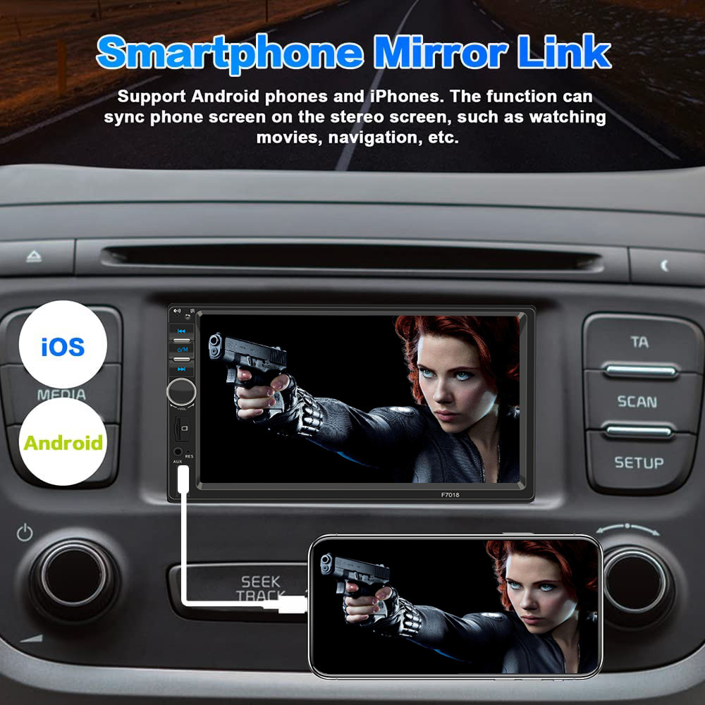 7″ Double 2 DIN Car MP5 Carplay Touch Screen Stereo Radio Head Unit Player +CAM