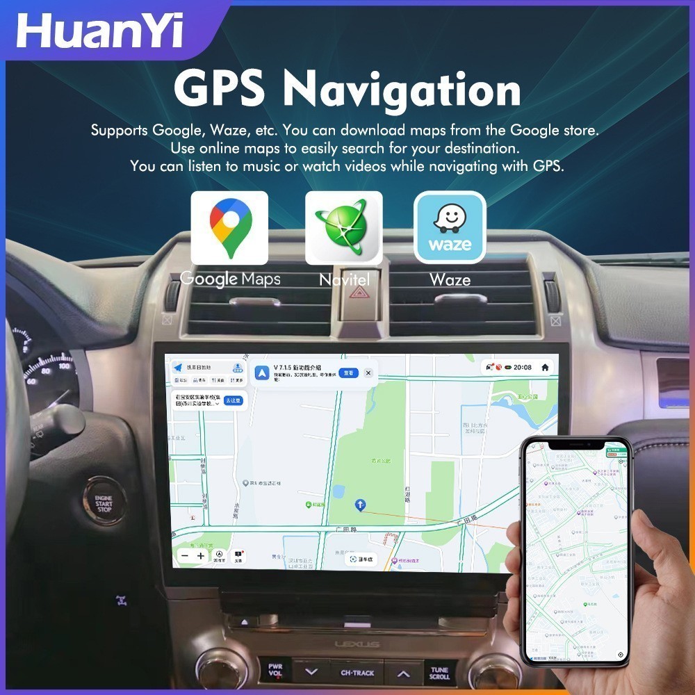 USED 13″ Car Radio GPS Navi Android CarPlay For 2010-2015 Lexus GX400 GX460