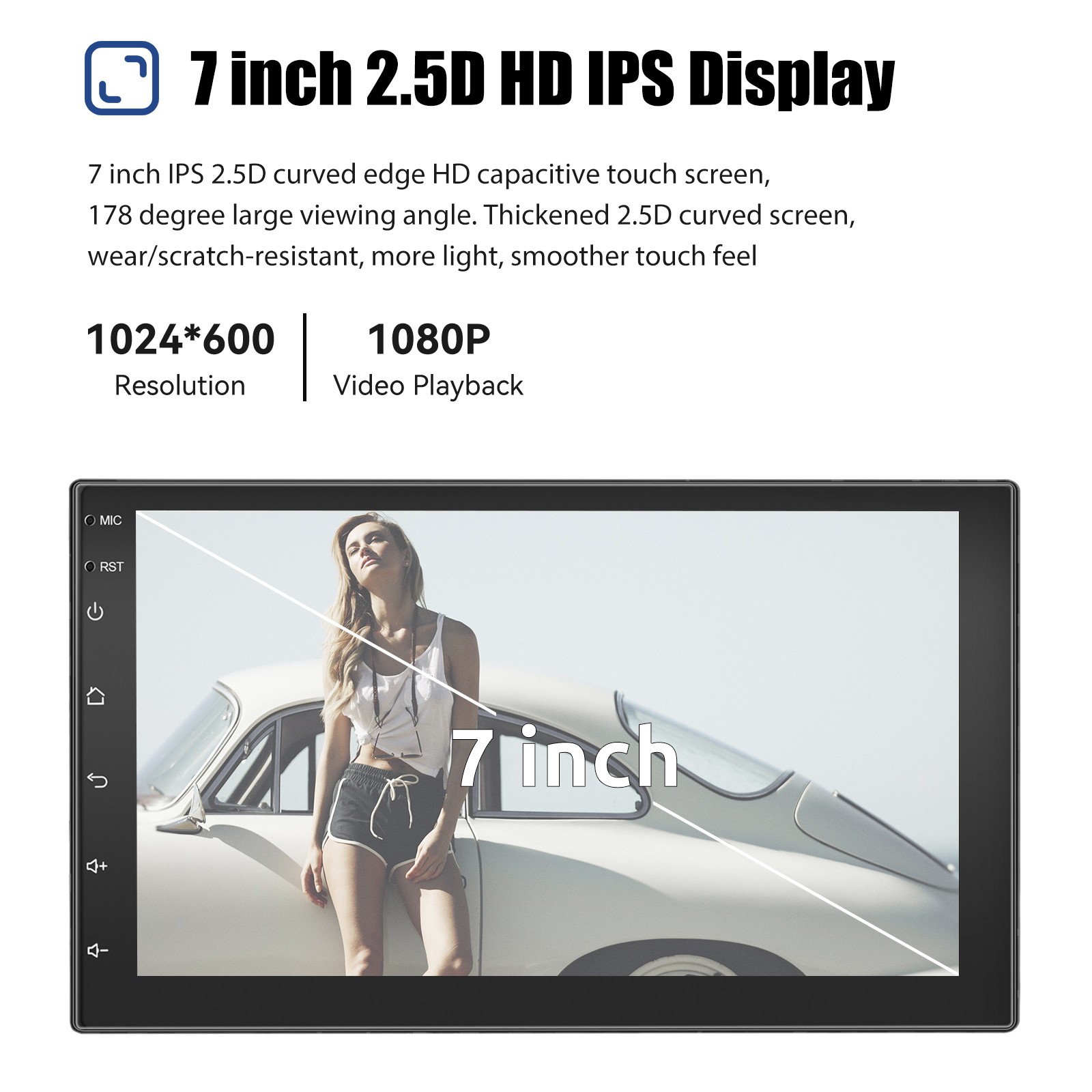 Double 2 DIN 7″ Car Stereo CarPlay 2+32GB Android 15 FM Radio GPS Head Unit WIFI