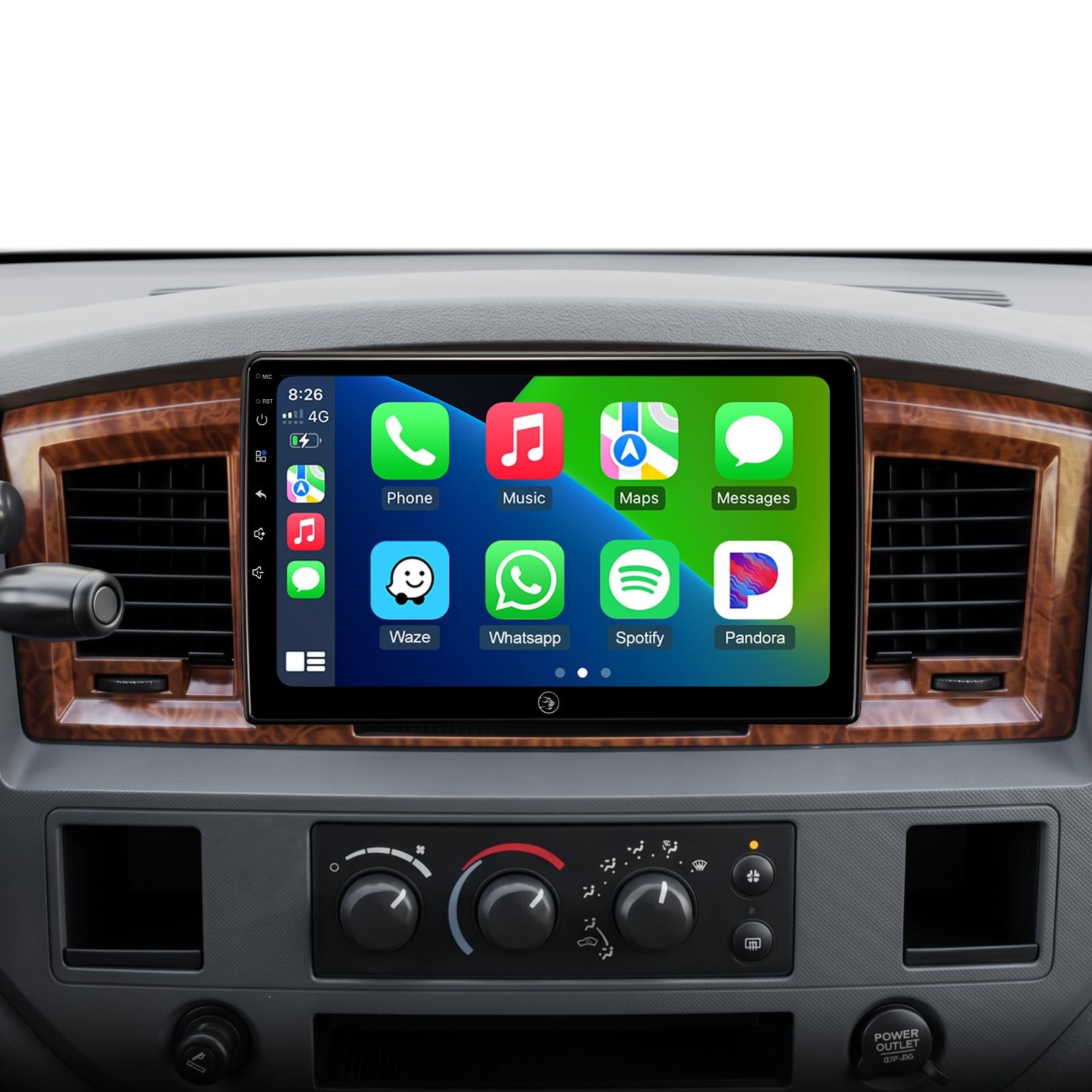 10″ Touchscreen Wireless Carplay Android Auto Stereo for 2006-2012 Dodge Ram