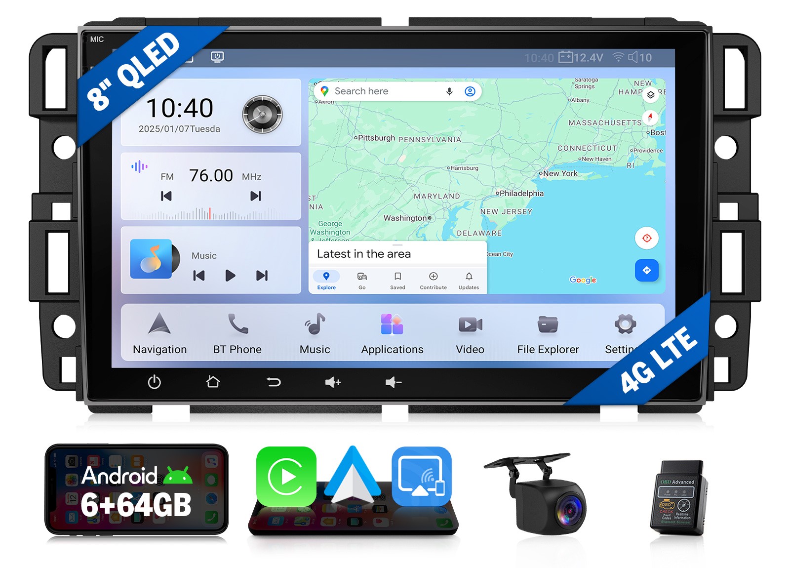 Android 13 6+64 Car Stereo Radio GPS Navi CarPlay For Chevy Silverado GMC Sierra