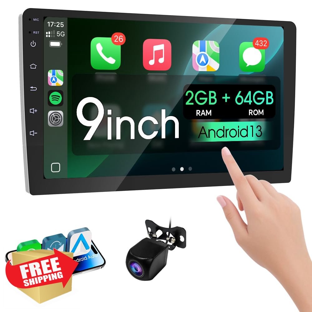 Haudio 9″ Double Din CarPlay Screen RAM 2GB ROM 64GB