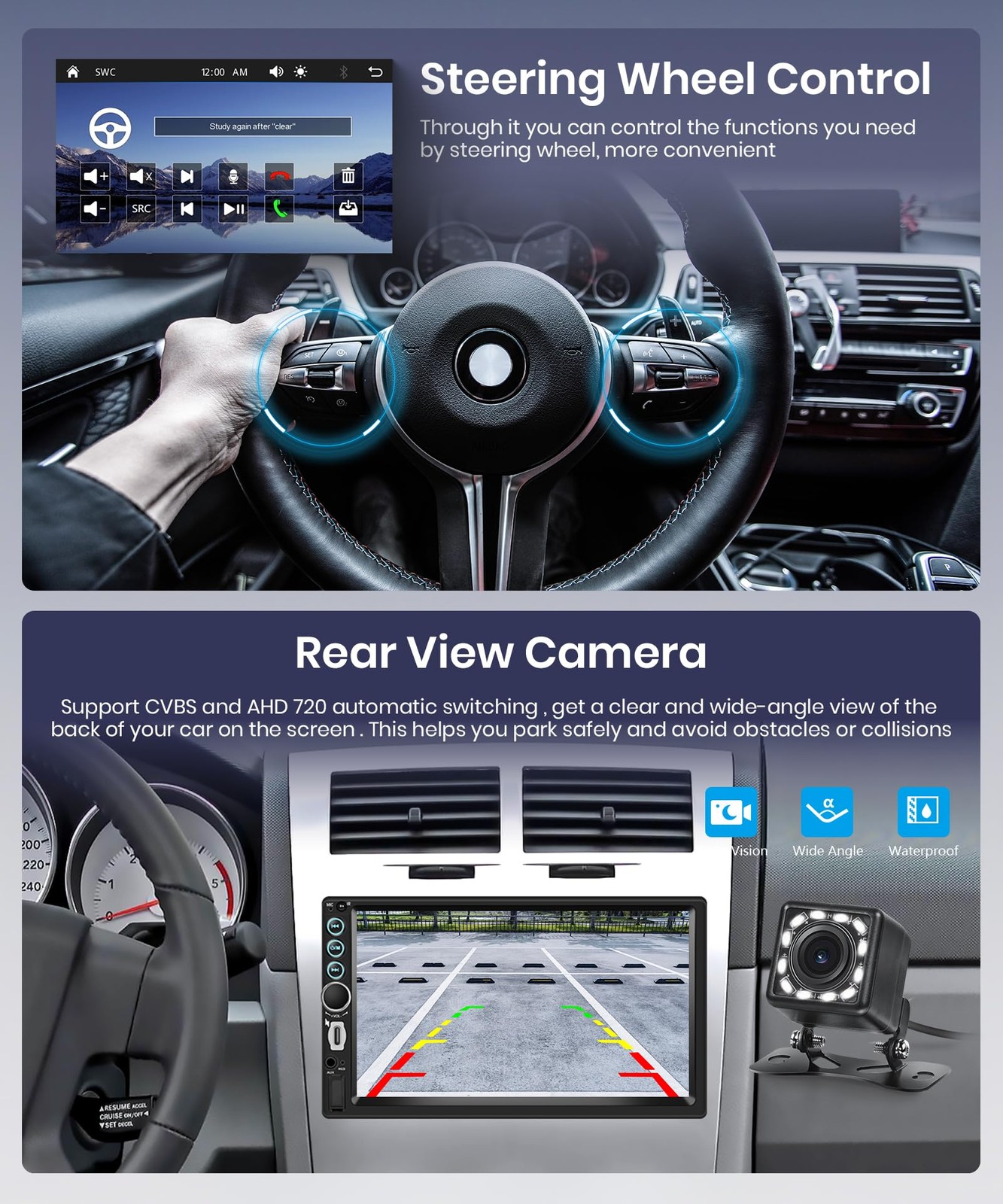 Double Din 7 inch Car Radio Stereo, Wireless Carplay Android Auto, You-Tu-be …