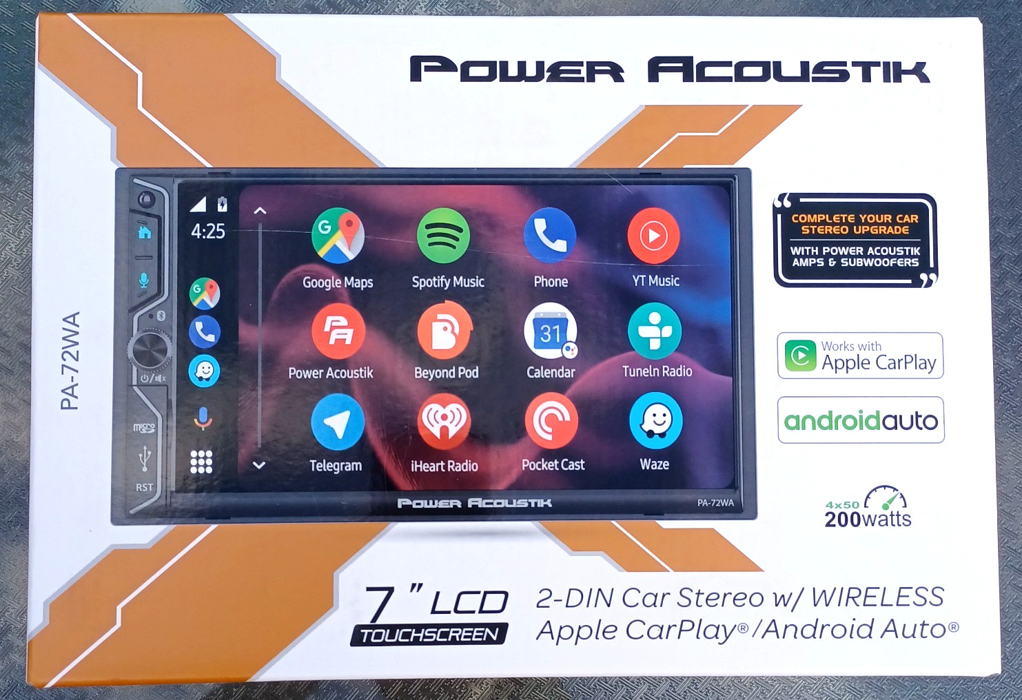 Power Acoustik PA-72WA 2-DIN Car Stereo Head Unit – 7” Touchscreen, Wireless App